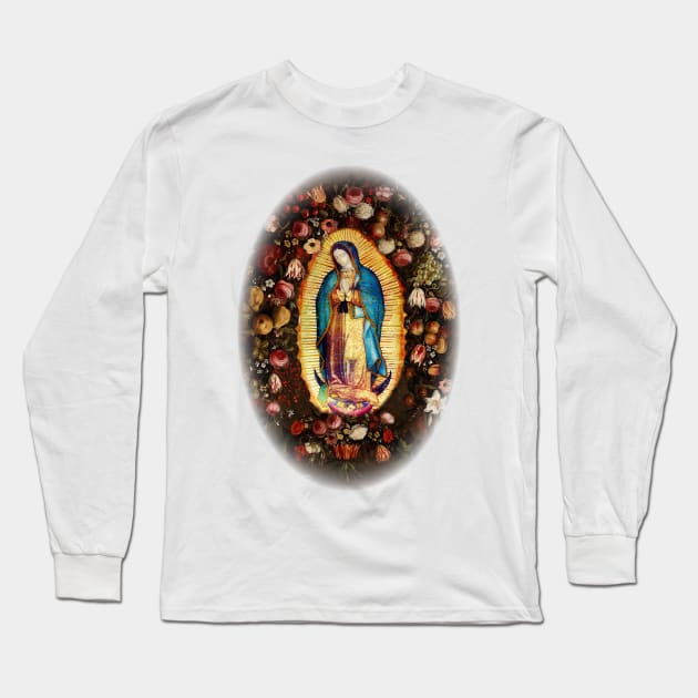 Our Lady of Guadalupe Mexican Virgin Mary Mexico Aztec Tilma 20-102 Long Sleeve T-Shirt by hispanicworld